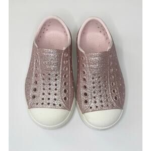Native Jefferson Bling Rose Gold Glitter Toddler Shoes Size C8